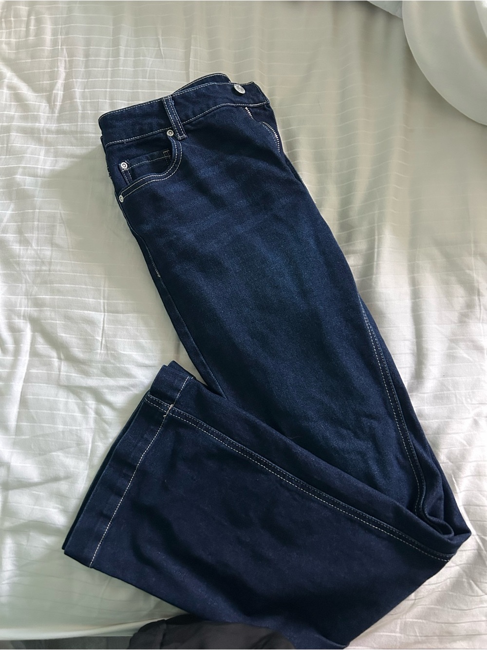 Francesca’s Women's Dark Indigo Mid-Rise Boot Cut Jeans